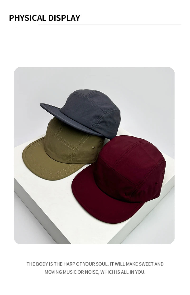 New Unisex Flat Eaves Quick Drying Solid Baseball Hats Breathable Simple Sunshade Outdoor Peaked Caps Versatile Fashion Retro