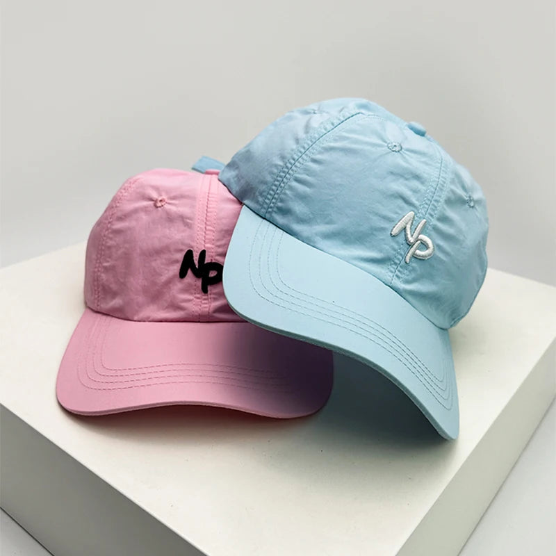 New Unisex Simple Letter Embroidery Quick Drying Baseball Hats Outdoor Breathable Casual Sunshade Peaked Caps Versatile Korean