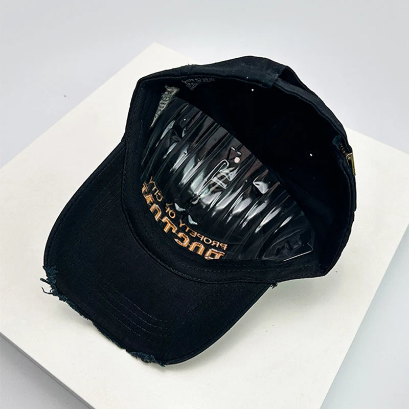 New Unisex Letter embroidery Broken Style Baseball Hats Breathable Personal Sunshade Peaked Caps Versatile Fashion Street Retro