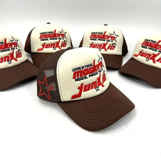 The "Modern Ages Made Me A Junkie" Trucker Hat