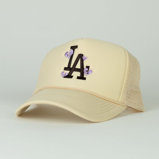 The "LA Broken Hearts" Beige/Violet Trucker Hat