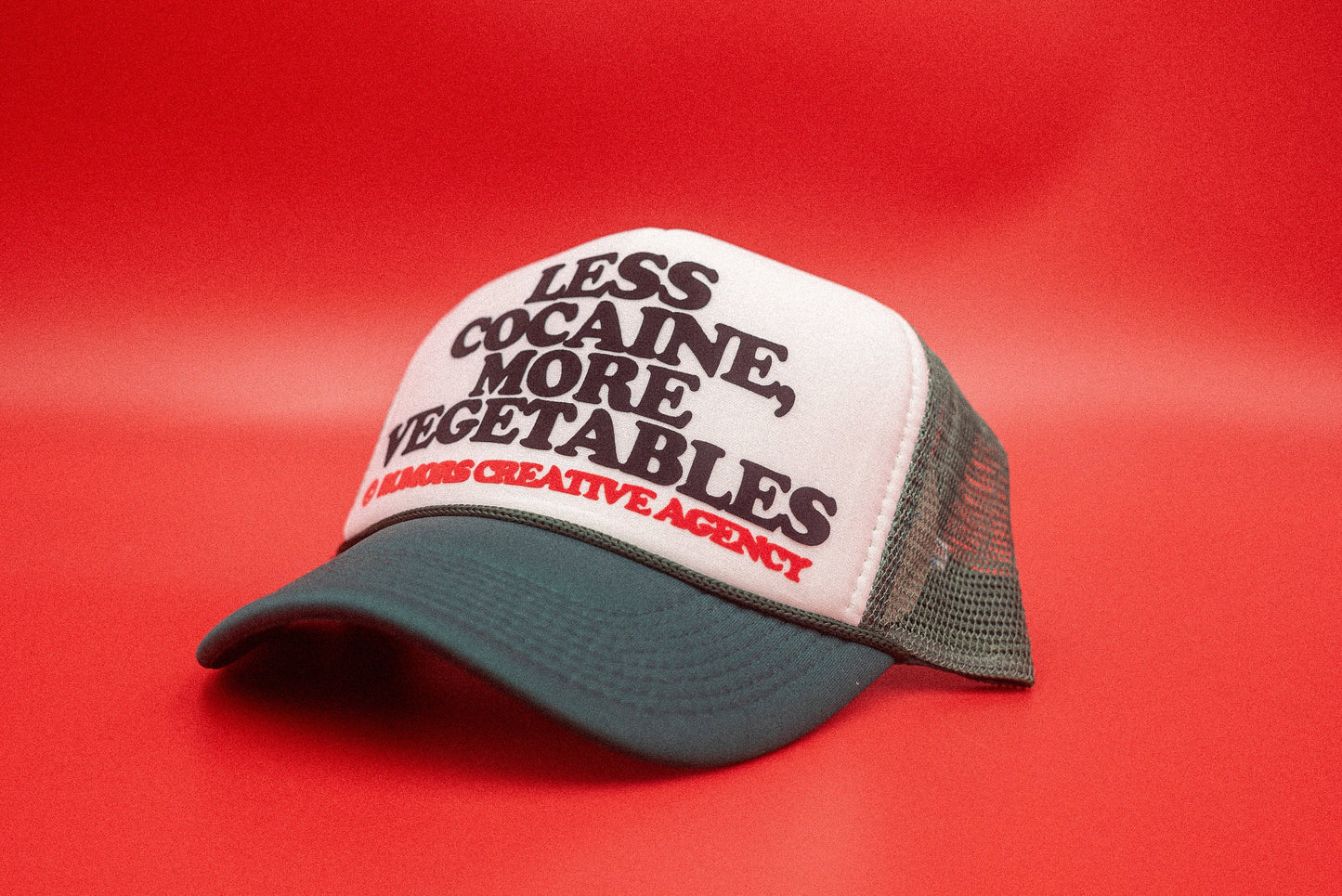 The "Less Cocaine More Vegetables" Funny Trucker Hat